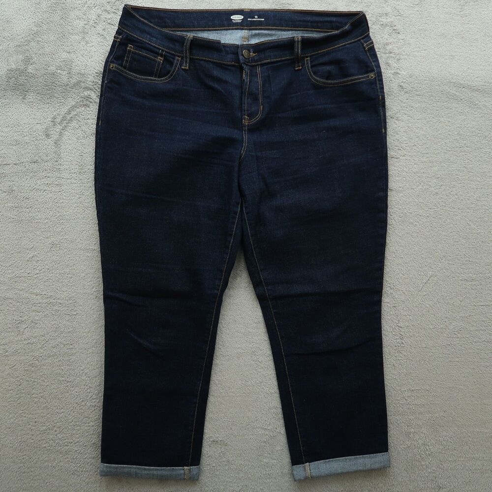 Old Navy Jeans Women's 14 Blue Mid-Rise Cuffed Skinny Denim Pant 24" Inseam